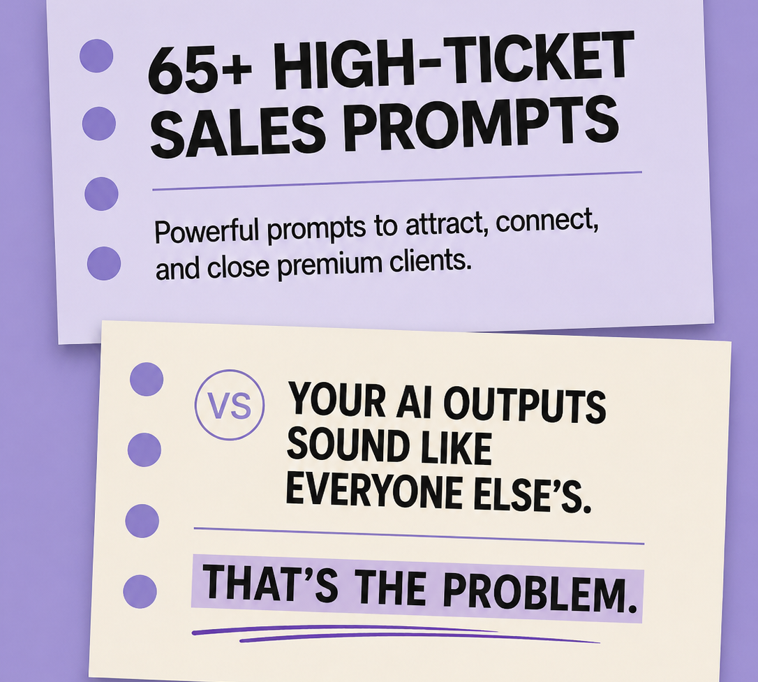 65+ High-Ticket Sales Prompts: Plug-and-Play AI Content to Attract, Nurture & Close Premium Clients