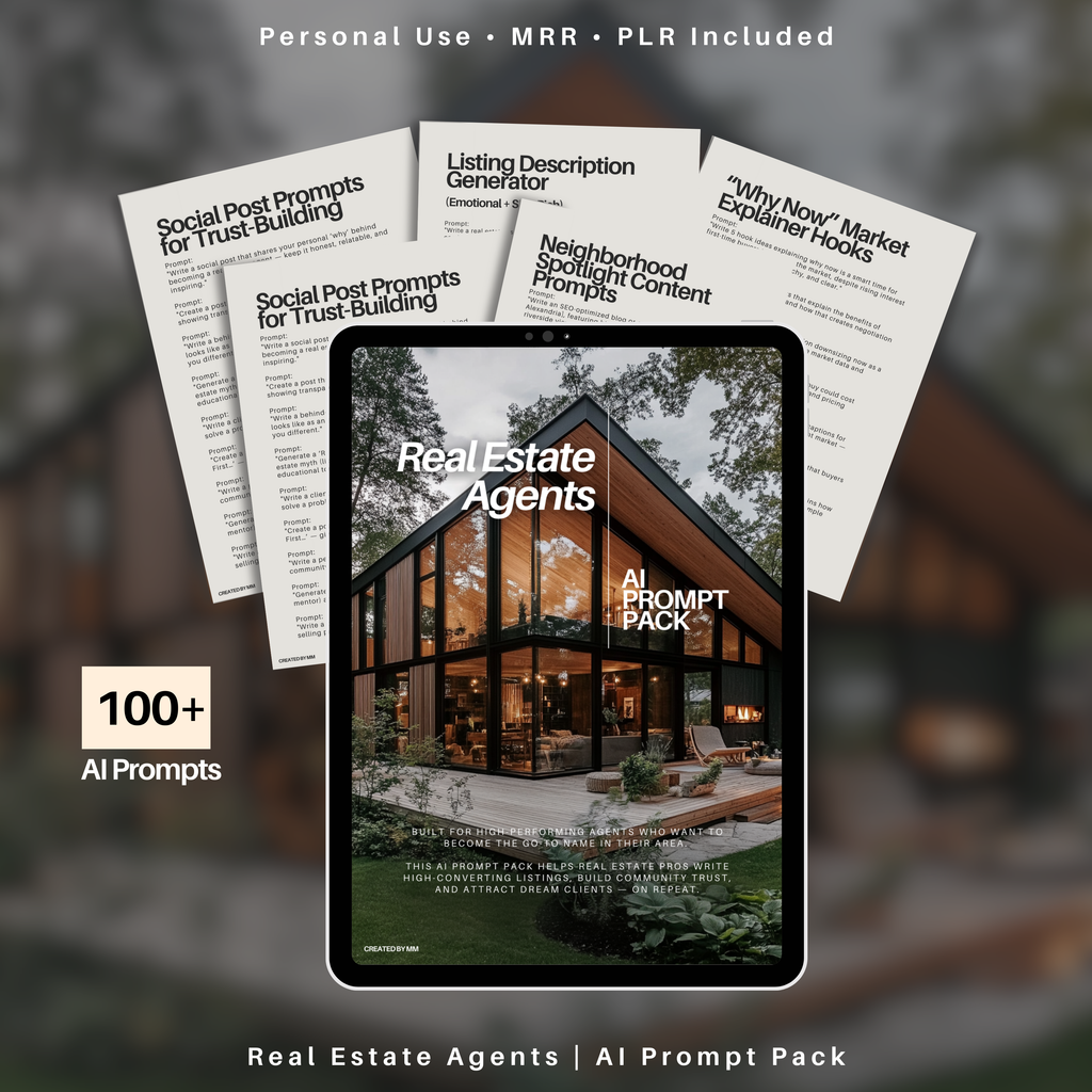 100+ Real Estate Agent AI Prompts | Listing Generator + Content Toolkit