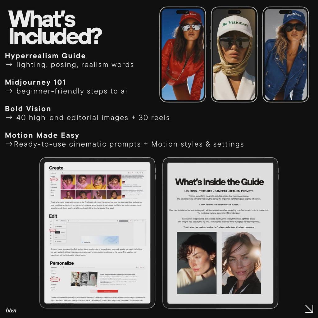 AI Creative Starter Bundle | Hyperrealism 101 + Midjourney 101 + Bold Vision Image Library + Motion Made Easy (Bonus)